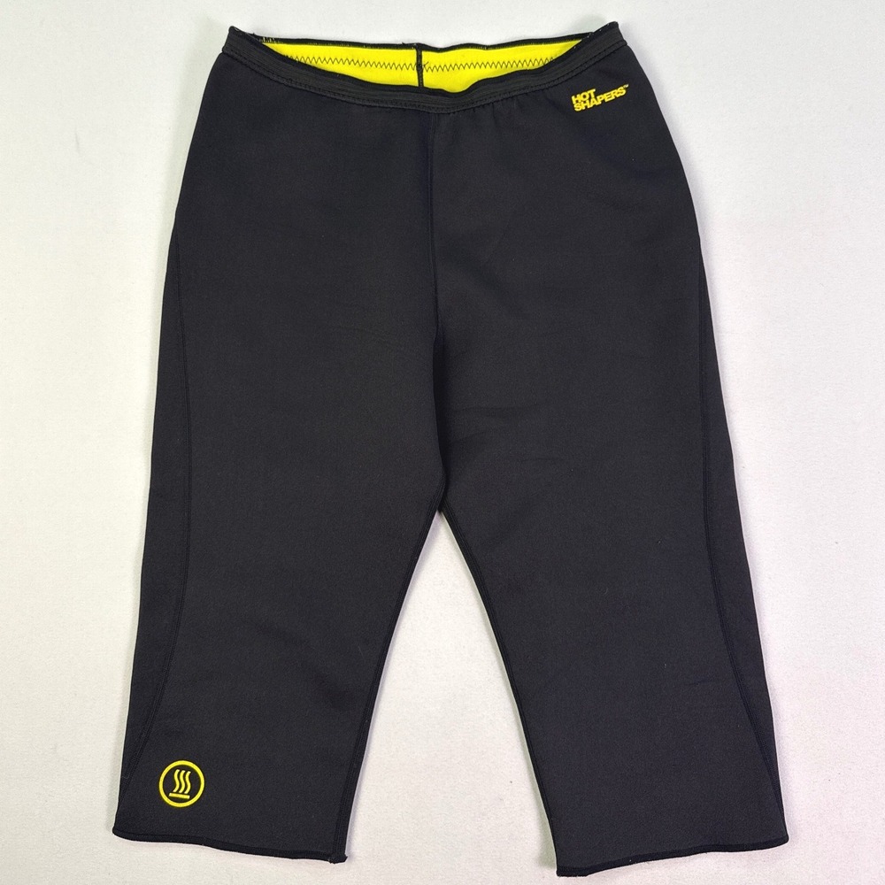 Hot Shapers Neotex Capri Black Yellow Workout Slimming Sweat Pants XL HS-KP2599
